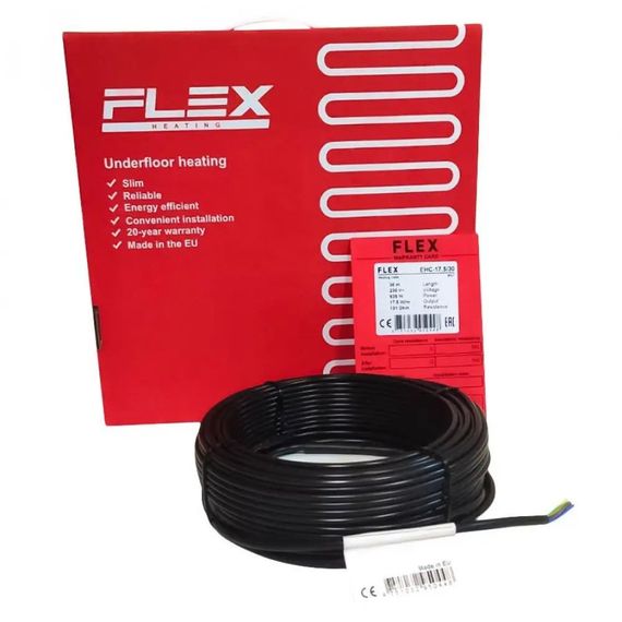 Тонкий двожильний нагрівальний кабель FLEX EHC 17,5 Вт/пог. м (Ø 4,0 мм) 1,5 м² | Зображення 2
