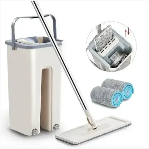 Швабра з відром стрічка 7 л easy mop, комплект для прибирання з автоматичним віджиманням Біла