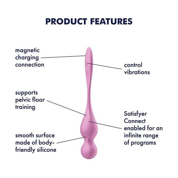 Вагінальні смарт-кульки з вібрацією Satisfyer Love Birds 1 Connect App Pink, 78 г Sex Aura | Зображення 5
