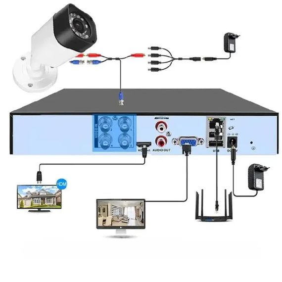 Комплект відеоспостереження з 4 камерами Full HD 1080P та реєстратором XPRO D001 (123462069_2772) | Зображення 7