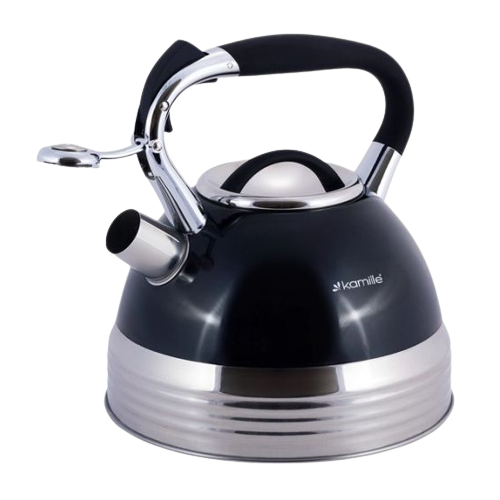 Чайник 2,7л нержавіюча сталь зі свистком з ручкою "soft-touch" (білий,беж,чорний) 0696BL KAMILLE | Зображення 1