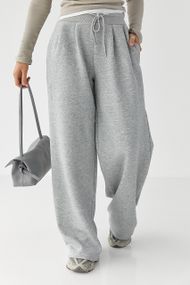 Теплі однотонні спортивні штани зі складками - сірий цвет, M (є розміри)
