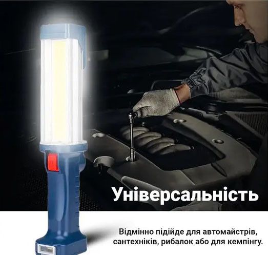 Светильник фонарь с крючком магнитом для СТО ZJ-8899-2 аккумуляторная подвесная ампа переноска павербанк 20 Вт | Зображення 1