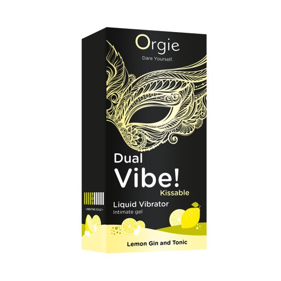 Збуджуючий гель рідкий вібратор Orgie DUAL VIBE Джин-тонік лимон 15 мл — для чутливих зон і прелюдії | Зображення 3
