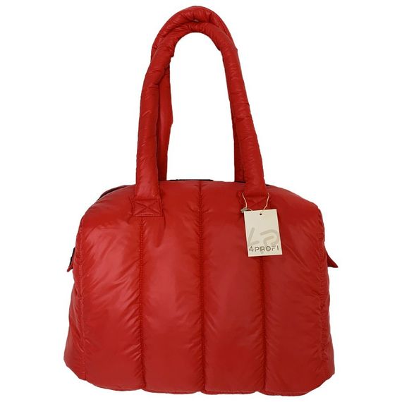 Сумка спортивна стьобана  велика 4Profi лаке червона 25246 | Зображення 1