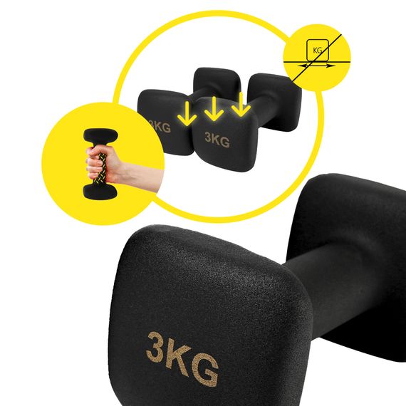 Гантелі вінілові Cornix Square 2 x 3 кг XR-0408 Black | Зображення 3