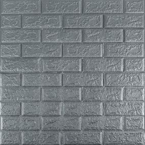 3D панель самоклеющаяся 700х770х5мм кирпич Серебро (017-5) SW-00000038