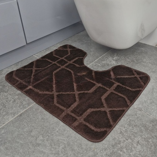 АКЦІЯ Набір килимків для ванної 2шт 50*60см+60*100см Геометрія Standard шоколадний + Фіранка PEVA Дариана | Зображення 7