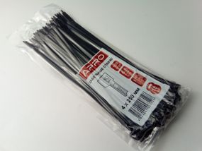Хомут пластиковий APRO 250х4 (100 шт. в уп.) чорний, 1 ПАКОВКА (CT-B4250)