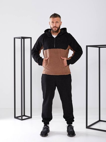 Чоловічий теплий спортивний костюм колір чорний-мокко р.XL 444790