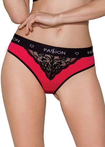 Трусики з широкою гумкою і мереживом Passion PS001 PANTIES, Червоний, S, S, Маленький розмір | Зображення 6