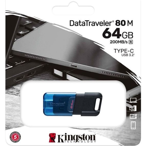 Flash Drive Kingston DT80M 64GB 200MB/s USB-C 3.2 | Зображення 5