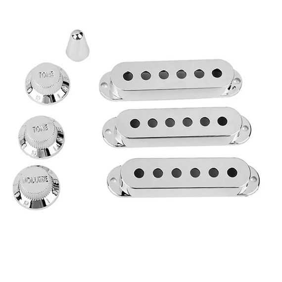Комплект кришки синглів і ручки для електрогітари Fender Stratocaster Ibanes Shur LTD ESP хромові. | Зображення 1