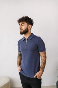 Мужское поло-футболка на пуговицах BD0046 цвет серый (графит), размер L