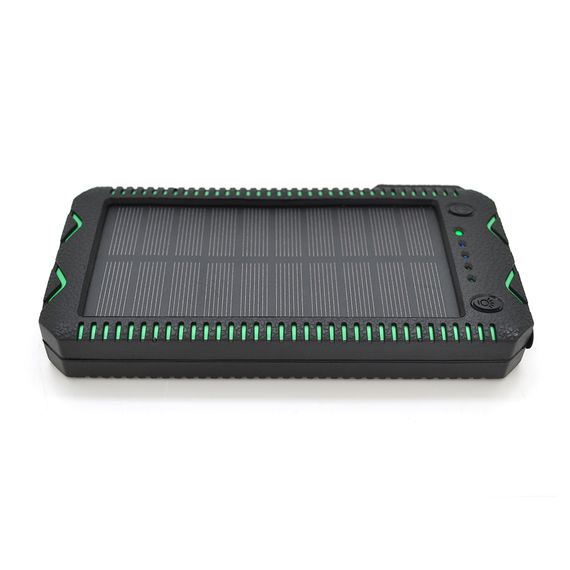 Power bank 30000 mAh Solar,2хFlashlight,5V/200mA, Input:5V/2A(microUSB), Output:5V/2A(2хUSB), rubberized case, Black/Green, BOX