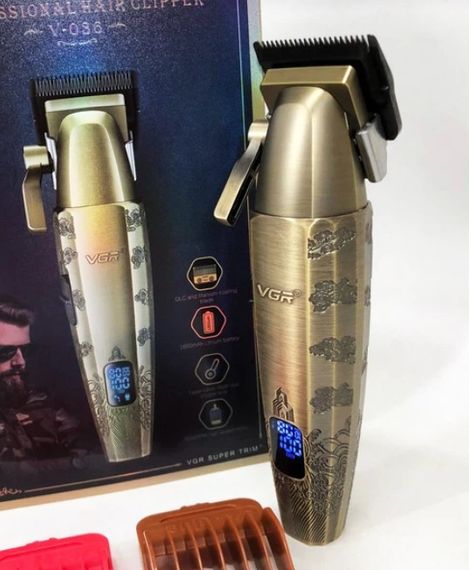 Машинка для стрижки волос VGR V-036 роторная на аккумуляторе с нержавеющей стали 8 насадок 8 Вт Золотистая | Зображення 1