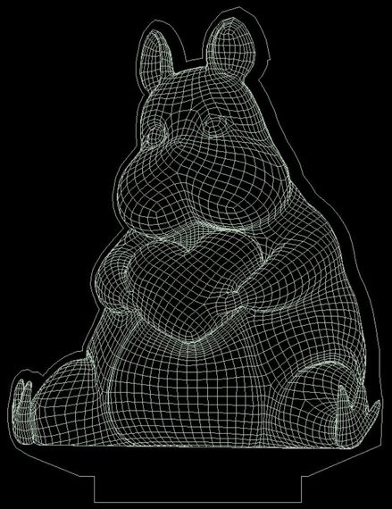 Акриловий світильник-нічник Бегемотик з серцем білий tty-n000709