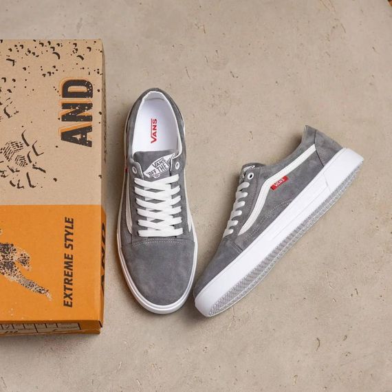 Демісезонні шкіряні (замш) кеди Vans сірі | Зображення 5