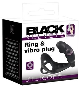 Ерекційне кільце з анальною пробкою - Black Velvets Ring & Vibro Plug