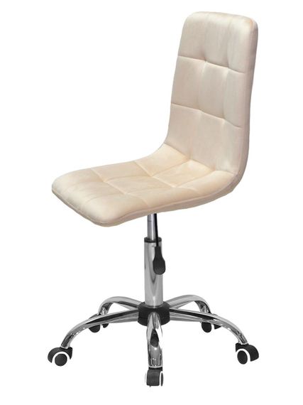 Стілець м'який із регулюванням висоти Tom CH-Office Ø570 мм, на хромованій хрестовині на прогумованих колесах велюр бежевий UC-902 | Зображення 7