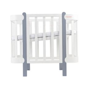 Кроватка Ingvart трансформер Nika 60 Slim с опускной боковинкой (60х94, 60х120) бело-серая (872900107040)