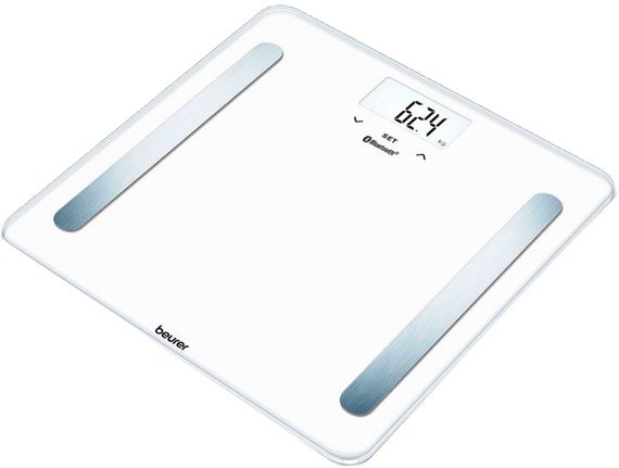 Ваги підлогові Beurer , 180кг, 2хААА в комплекті, скло, білий (BF_600_PURE_WHITE)