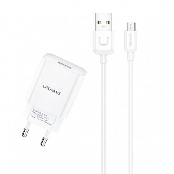 СЗУ USAMS T21 Charger kit - T18 single USB + Uturn MicroUSB cable