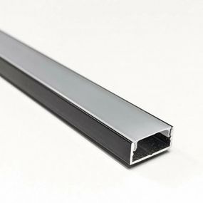 КОМПЛЕКТ!!! Профиль LED BIOM ЛП7 накладной алюминий черный + рассеиватель матовый плоский, (палка 2м)