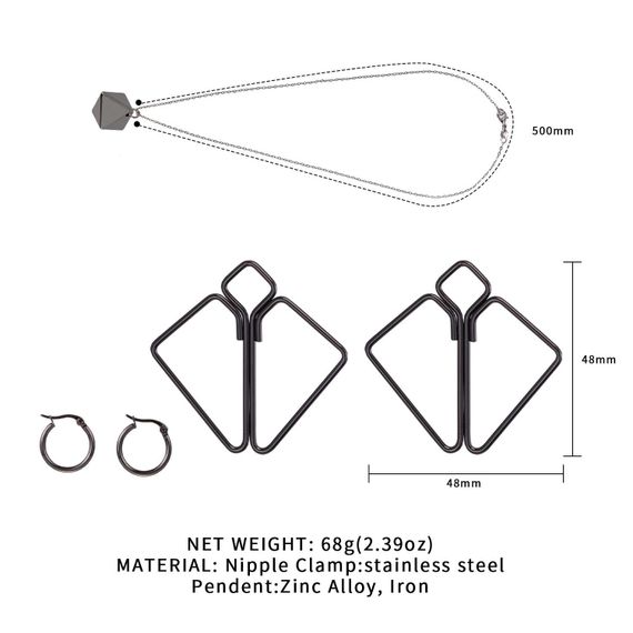 Затискачі для сосків з важкою підвіскою LOCKINK Nipple Clamps with Heavy Pendant, сріблясті | Зображення 6