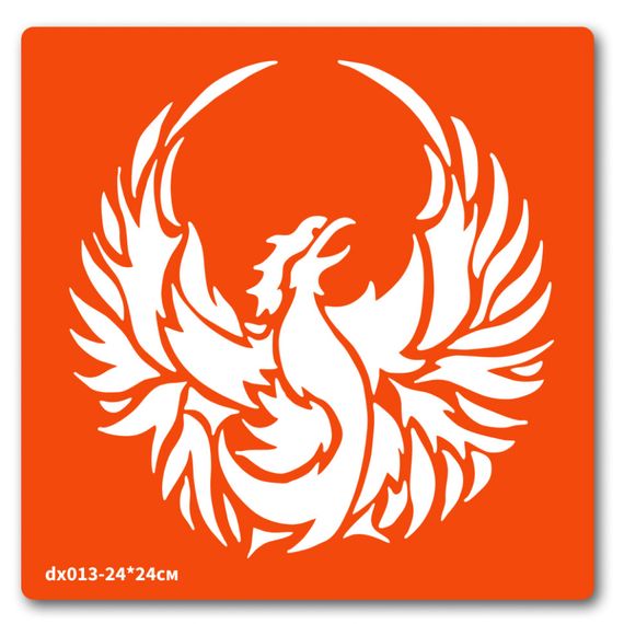 Трафарет для био-тату Феникс dx013-24*24см, размер 24 х 24см