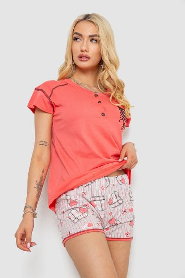 Пижама женская с принтом  -уценка, цвет коралловый, 243R0004-P8-U-3 | Зображення 2