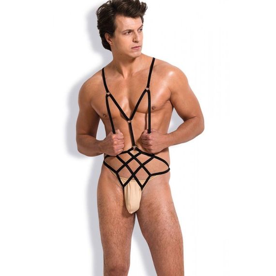 Комплект белья для мужчин боди-портупея и стринги Sunspice, черно-белый, L/XL sexstyle | Зображення 1