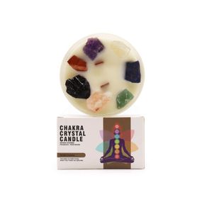 Свічка соєва з камінням Chakra Сім Чакр дерев'яний гніт 320г 5056368333392