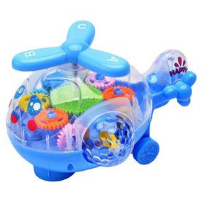 Вертолет музыкальный QF05-1, цветные внутренние детали Синий