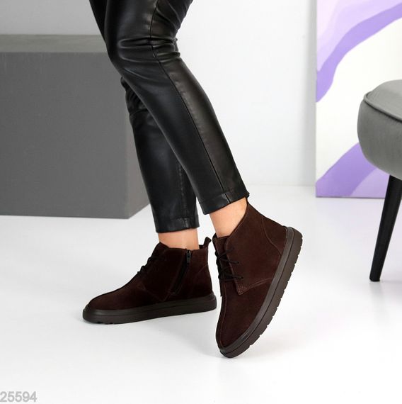 Дизайнерські черевики дезерти натуральна замша колір Шоколад | Зображення 4