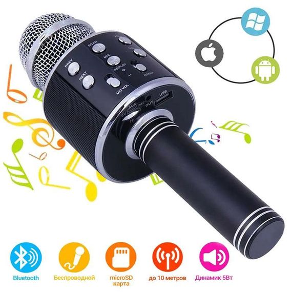 Караоке Мікрофон-колонка WS858 Black | Зображення 3