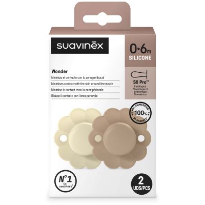 Пустышка Suavinex Wonder фізіологічна 2 шт, 0-6 місяців, світло-бежева та бежева (308404) | Зображення 5