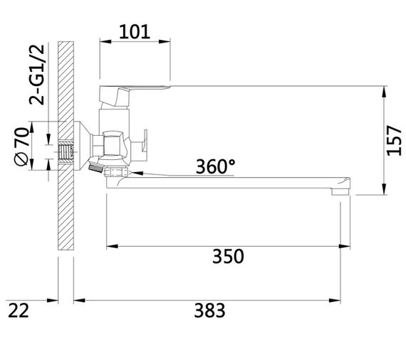 Змішувач для ванни Lidz Latwa 005 LDLAT005BLA45420 | Зображення 2