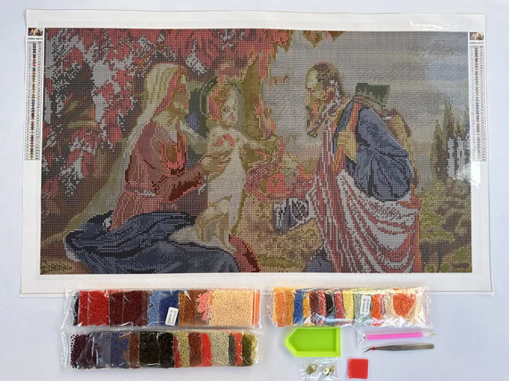 Алмазная мозаика Икона Святая семья 40х70 см ColorArt SS800 | Зображення 2