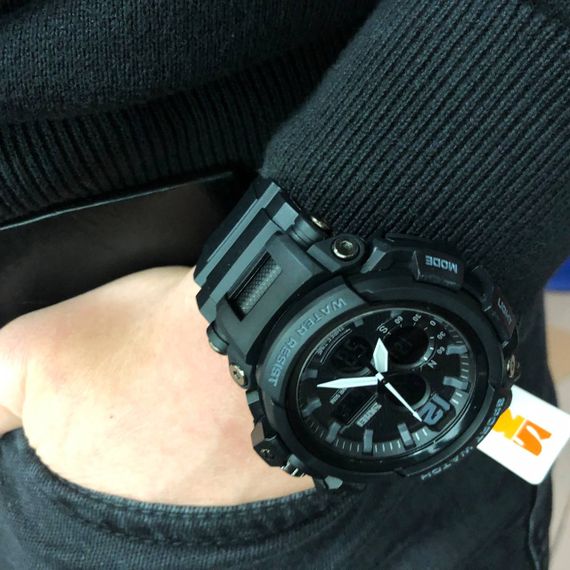 Годинник наручний чоловічий SKMEI 1343BK BLACK, годинник тактичний протиударний. Колір: чорний | Зображення 6