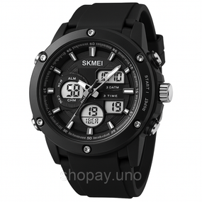 Годинник наручний чоловічий SKMEI 1757BKWT BLACK-WHITE, армійський годинник протиударний. Колір: чорний