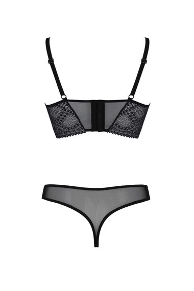 Комплект Passion DROSERA SET black S/M, сітка+мереживо, бюстьє та трусики танга | Зображення 3