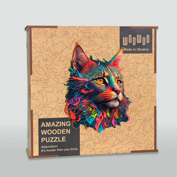 Дерев'яний пазл WOOWOO "Казковий Кіт" XL Червоний (sv3248xl) | Зображення 1