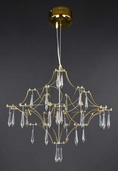 Люстра світлодіодна підвісна LED світильник для квартири на стелю лед 27872 Золото 65-180х60х60 см.