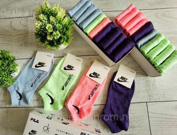 Шкарпетки низькі Nike різні кольори, жіночі шкарпетки Найк різнокольорові, спортивні шкарпетки | Зображення 2