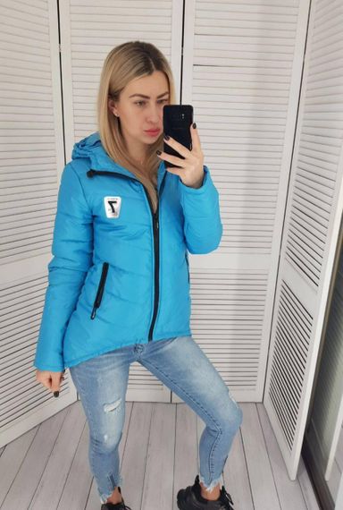Жіноча демісезонна куртка з емблемою, арт.210/7, блакитний | Зображення 5