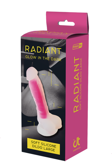 Фалоімітатор Dream Toys, що світиться RADIANT SOFT SILICONE GLOW IN THE DARK DILDO LARGE PINK | Зображення 9
