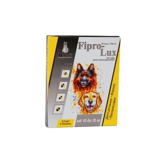 Протипаразитарні краплі для котів та собак вагою 10-25 кг ModeS Fipro-Lux, 4 піп