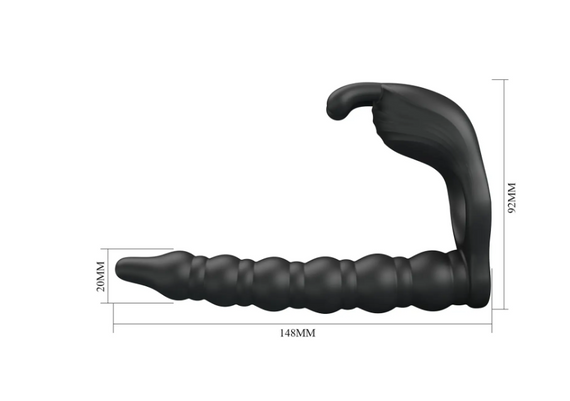 Эрекционное вибро кольцо, с насадкой для анального секса и функциеей памяти Pretty Love - Blackney Black sexst | Зображення 8