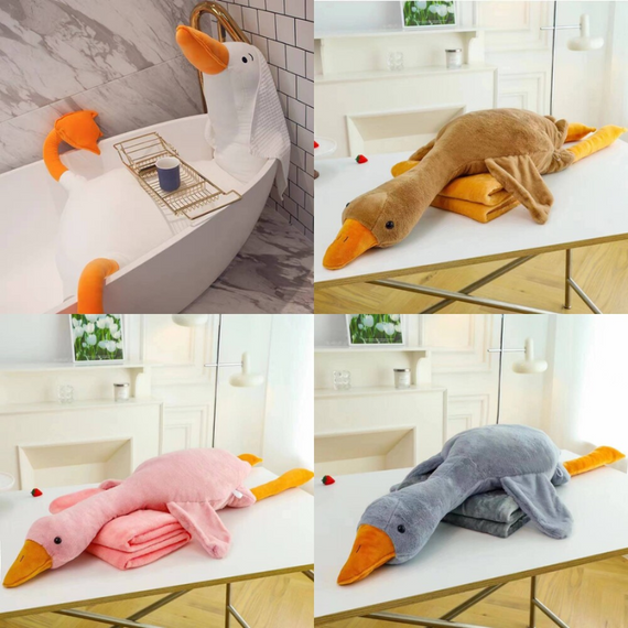 Плюшева іграшка-подушка з пледом усередині Сірий Гусак-обіймак 92 см | Зображення 7